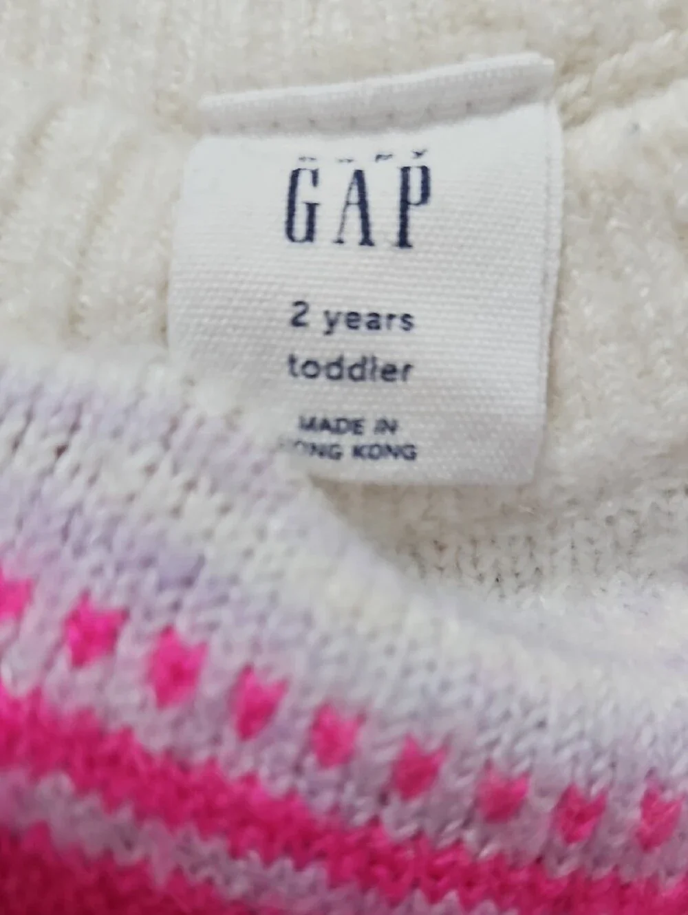 Baby GAP Cozy Rainbow Yoke Sweater - Cream with Neon Stripes Toddler Size 2t